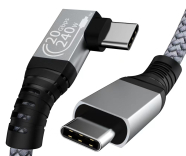 Braided 240 Watt USB 3.2 Gen 2x2 USB-C naar USB-C haaks kabel 20GBps 1 meter