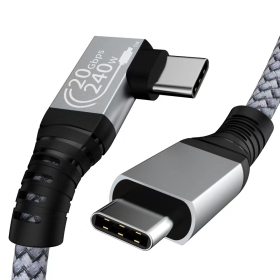 Braided 240 Watt USB 3.2 Gen 2x2 USB-C naar USB-C haaks kabel 20GBps 1 meter